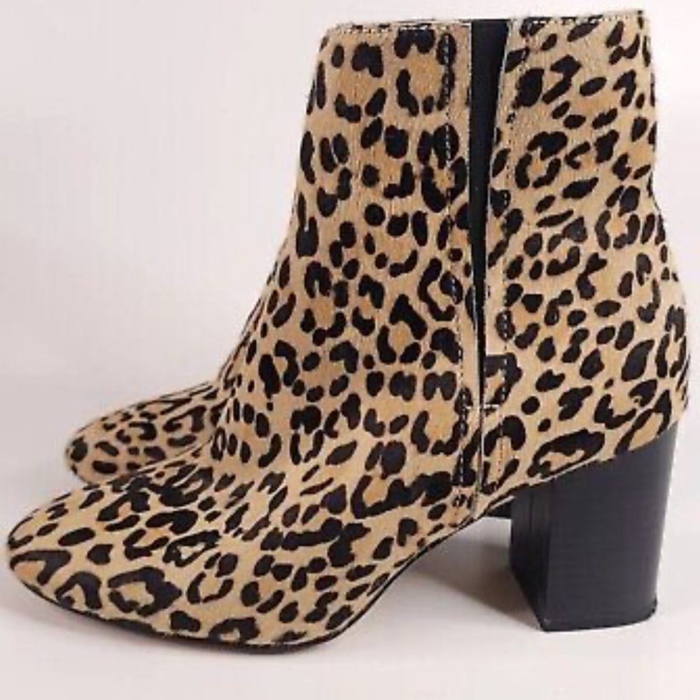 Leopard Print Ankle Boots with Block Heel